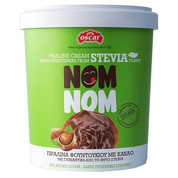Oscar Nom Nom Πραλίνα Φουντουκιού με Stevia 320gr (Sugar Free)