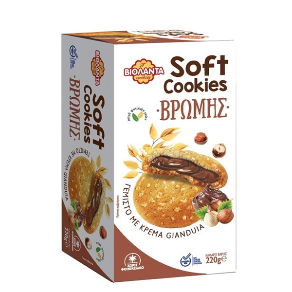 Βιολάντα Soft Cookies Βρώμης Γεμιστά 180gr (Gianduia)