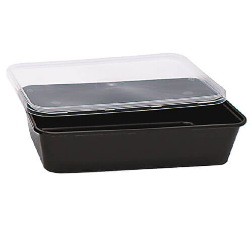 Σκεύος Μικροκυμάτων με Καπάκι 750ml (3τμχ) Μαύρο