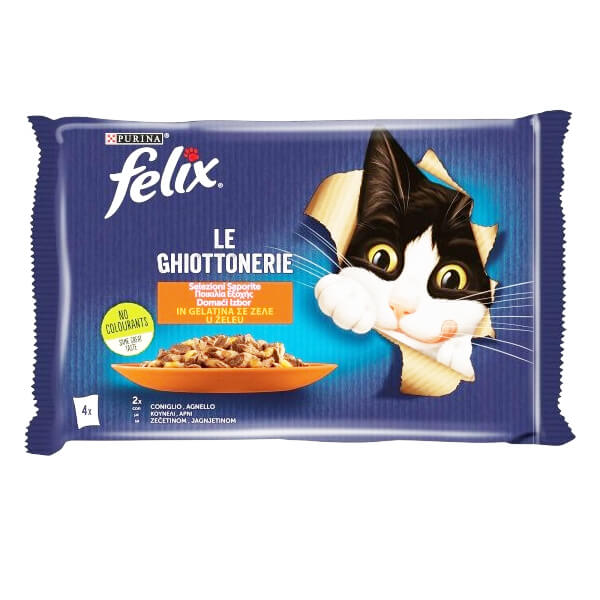 Felix Γατοτροφή σε Ζελέ (4x85gr) - (Κουνέλι/Αρνί)
