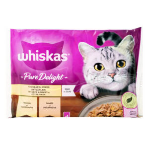 Whiskas Γατοτροφή Adult Pure Delight 4x85gr (Πουλερικά)