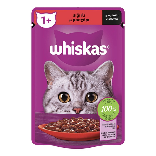Whiskas Γατοτροφή Pure Delight 85gr (Μοσχάρι σε Σάλτσα)