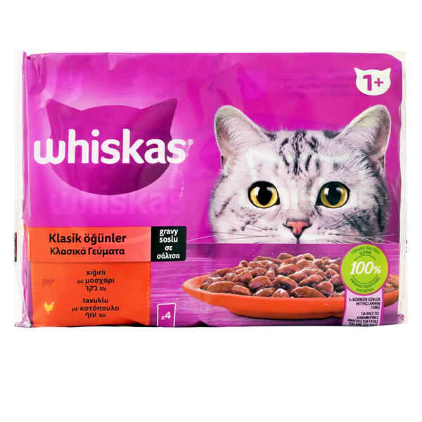 Whiskas Γατοτροφή Επιλεγμένο Κρέας Σε Σάλτσα 4x85gr