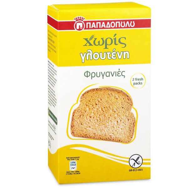 Παπαδοπούλου Φρυγανιές Χωρίς Γλουτένη - 165gr