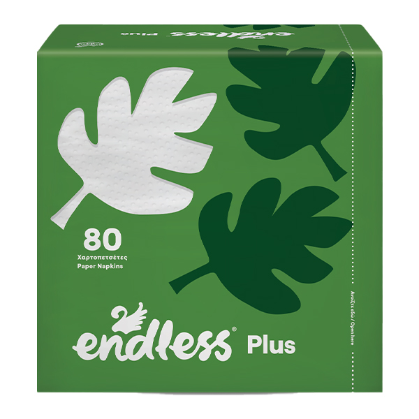 Endless Χαρτοπετσέτα Plus 80τεμ. 30x30cm Λευκή