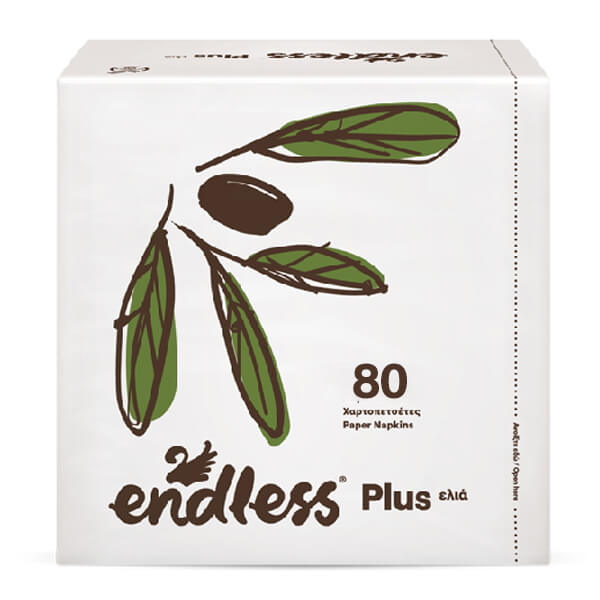 Endless Χαρτοπετσέτα Plus 80τεμ. 30x30cm Ελιά