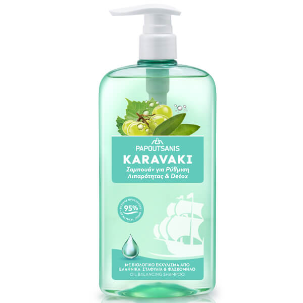 Παπουτσάνης Καραβάκι Σαμπουάν 600ml (Ρύθμιση Λιπαρότητας & Detox) (Αντλία)