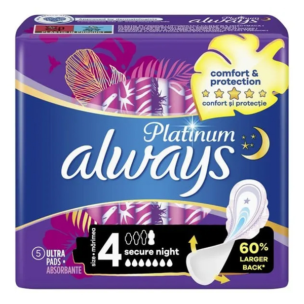 ALWAYS Σερβιέτες Ultra Platinum 5τεμ. Secure Night
