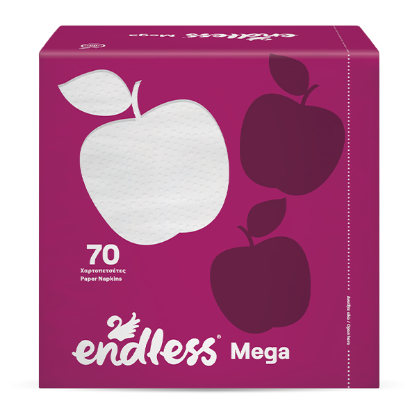Endless Χαρτοπετσέτα Mega 70τεμ. (33x33cm) Λευκή