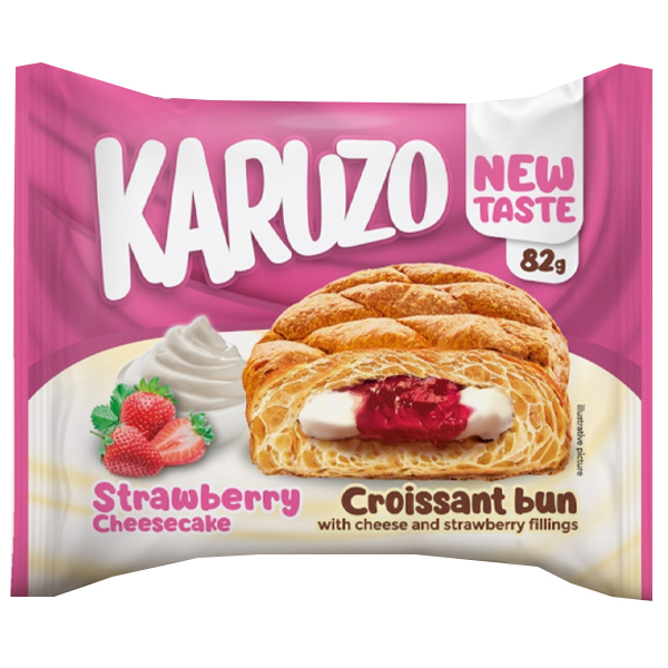KaruZo Κρουασάν Bun 82gr (Cheesecake Φράουλα)