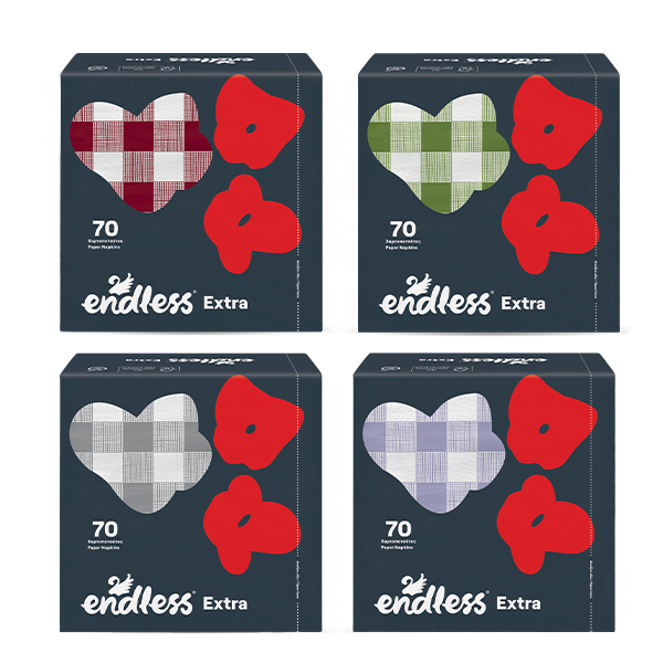 Endless Χαρτοπετσέτα Extra Mix 70τεμ. (33x33cm) Καρό