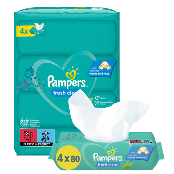 Pampers Μωρομάντηλα 4x80τεμ Fresh Clean