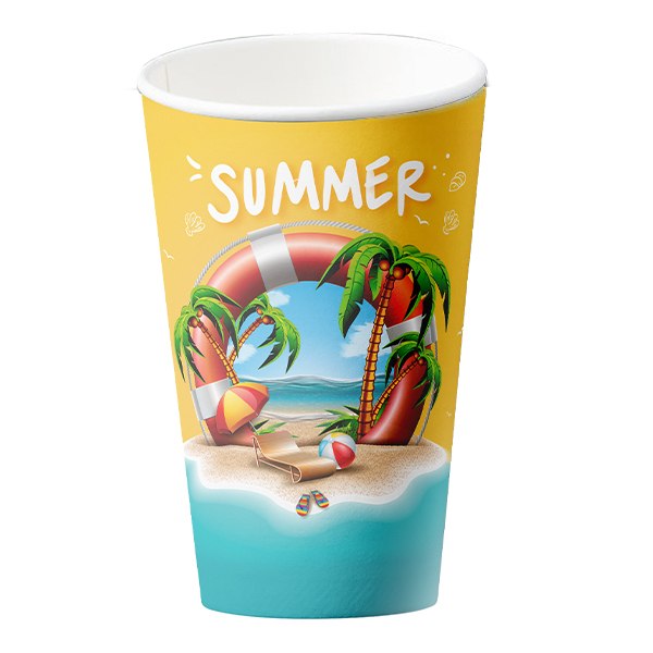 Ποτήρι Χάρτινο Summer (Double Wall) (Πορτοκαλί) (12oz-14oz) - 25τεμ.