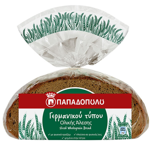 Παπαδοπούλου Ψωμί Γερμανικού Τύπου 500gr (Ολικής Άλεσης)