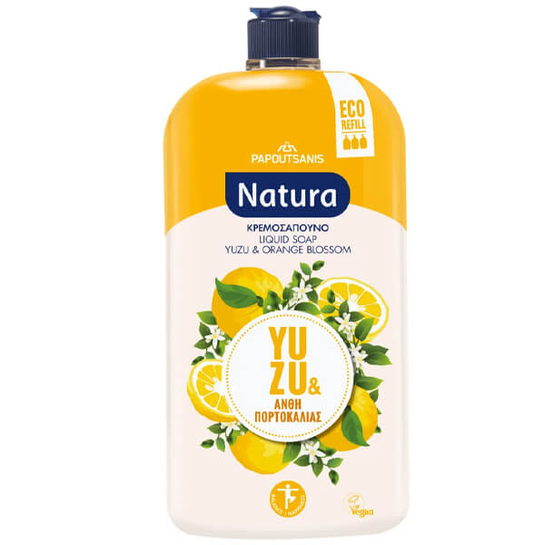 Παπουτσάνης Natura Ανταλλακτικό Κρεμοσάπουνο 900ml (Yuzu & Άνθη Πορτοκαλιάς)