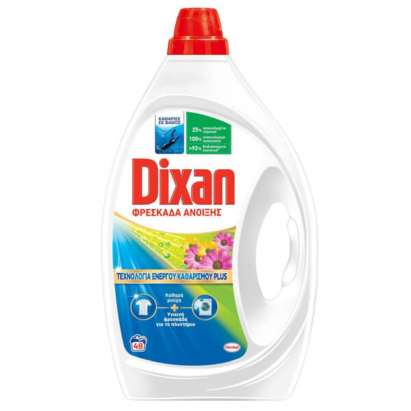 DIXAN Υγρό Πλυντηρίου Gel 48μεζ. (2,16lit) Φρεσκάδα Άνοιξης