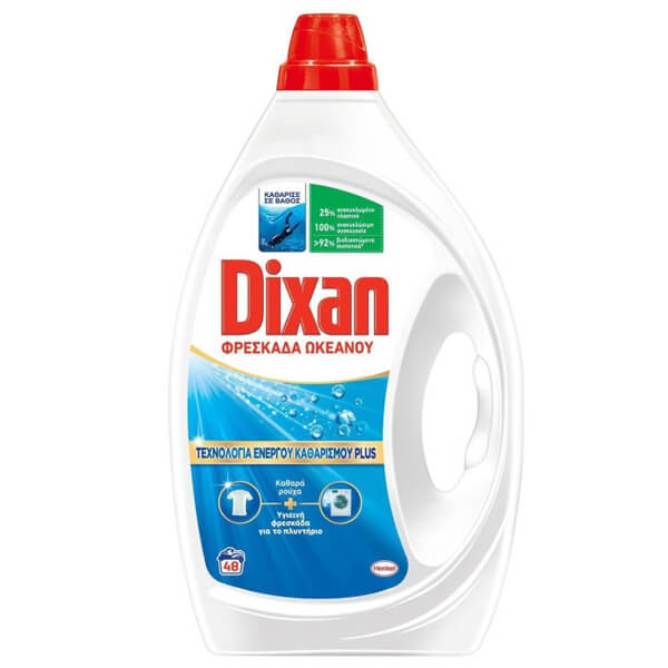 DIXAN Υγρό Πλυντηρίου Gel 48μεζ. (2,16lt) Φρεσκάδα Ωκεανού