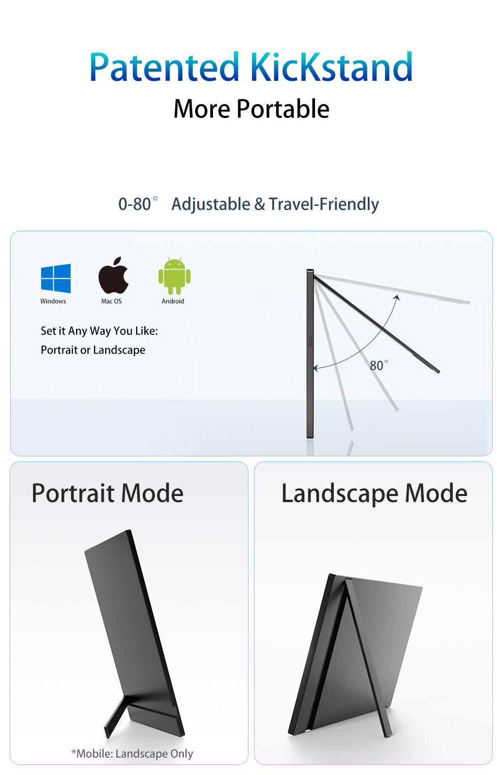 Arzopa Ultra-Thin Portable Monitor Grey 14” FHD 1080P A1S - Image 6