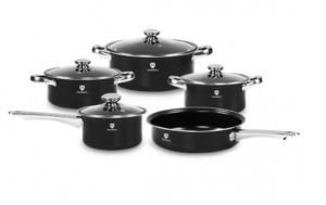 HomeVero 9pcs Carbon Steel Cookware Set Black HV-1009B