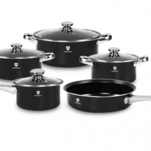 HomeVero 9pcs Carbon Steel Cookware Set Black HV-1009B