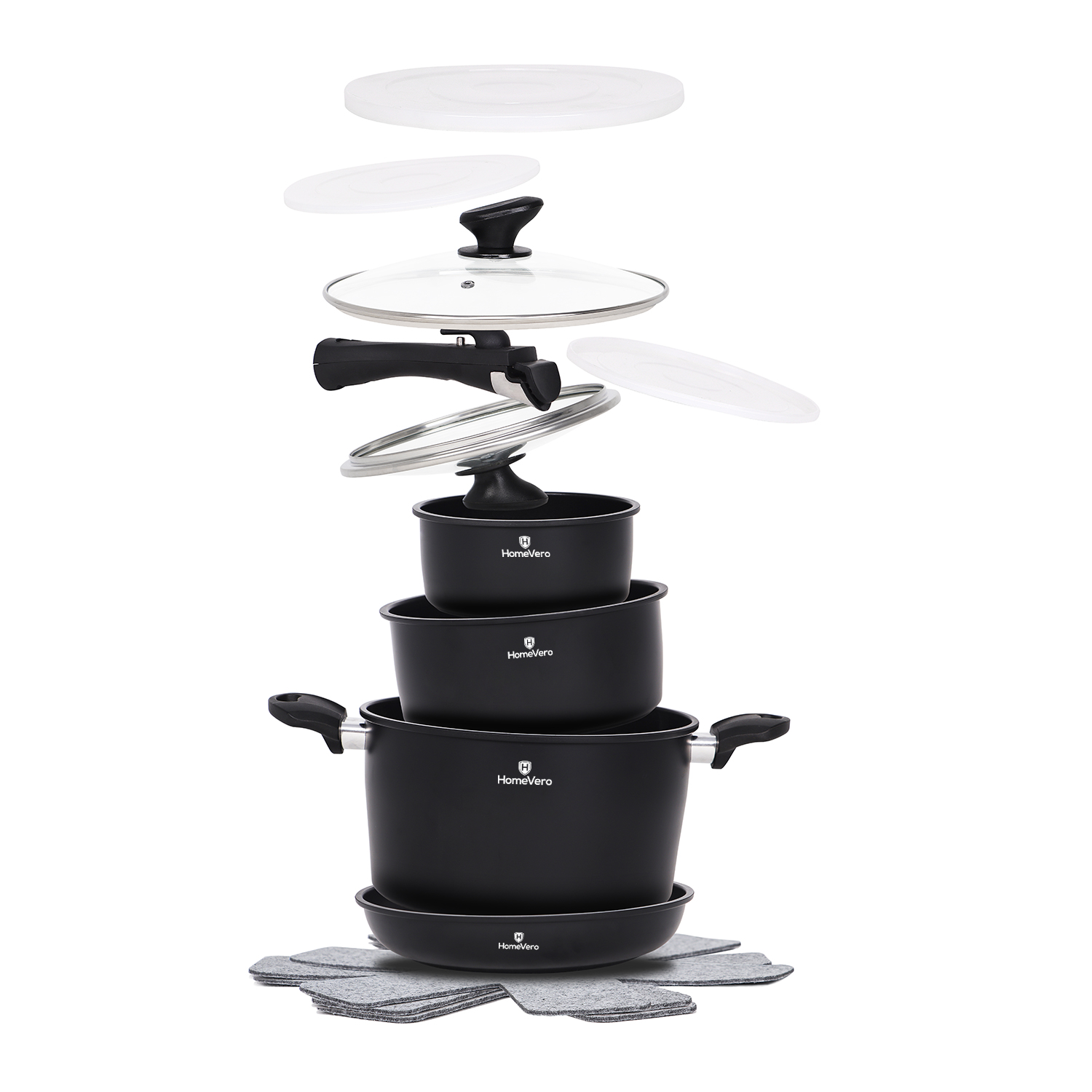 HomeVero 13pcs Carbon Steel Cookware Set Black HV-1013B - Image 2