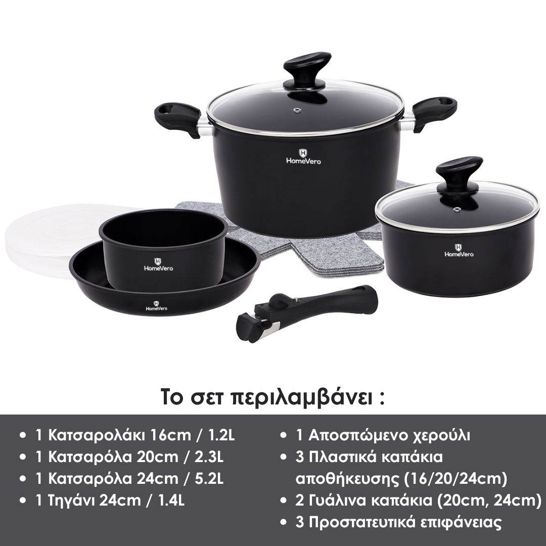 HomeVero 13pcs Carbon Steel Cookware Set Black HV-1013B - Image 3