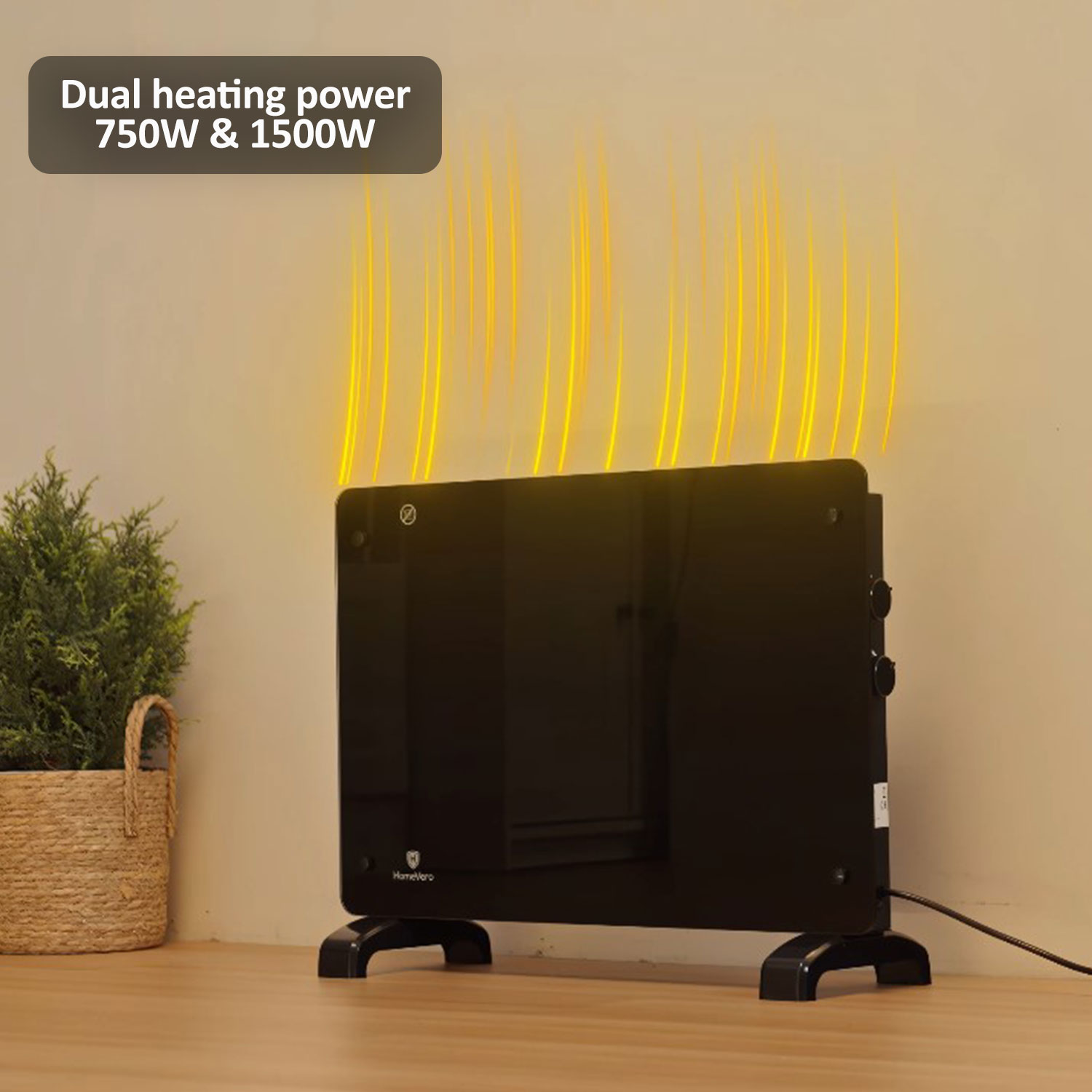 Θερμοπομπός Δαπέδου HomeVero 1500W με Γυάλινη Επιφάνεια και Θερμοστάτη - Image 4