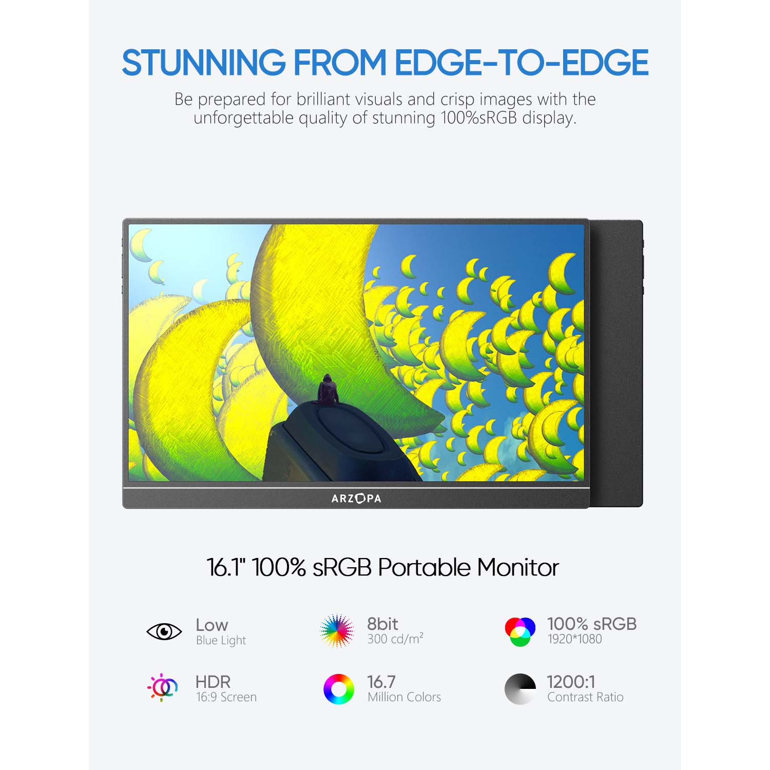 Arzopa Portable Monitor 16.1" FHD Black Z1C - Image 2