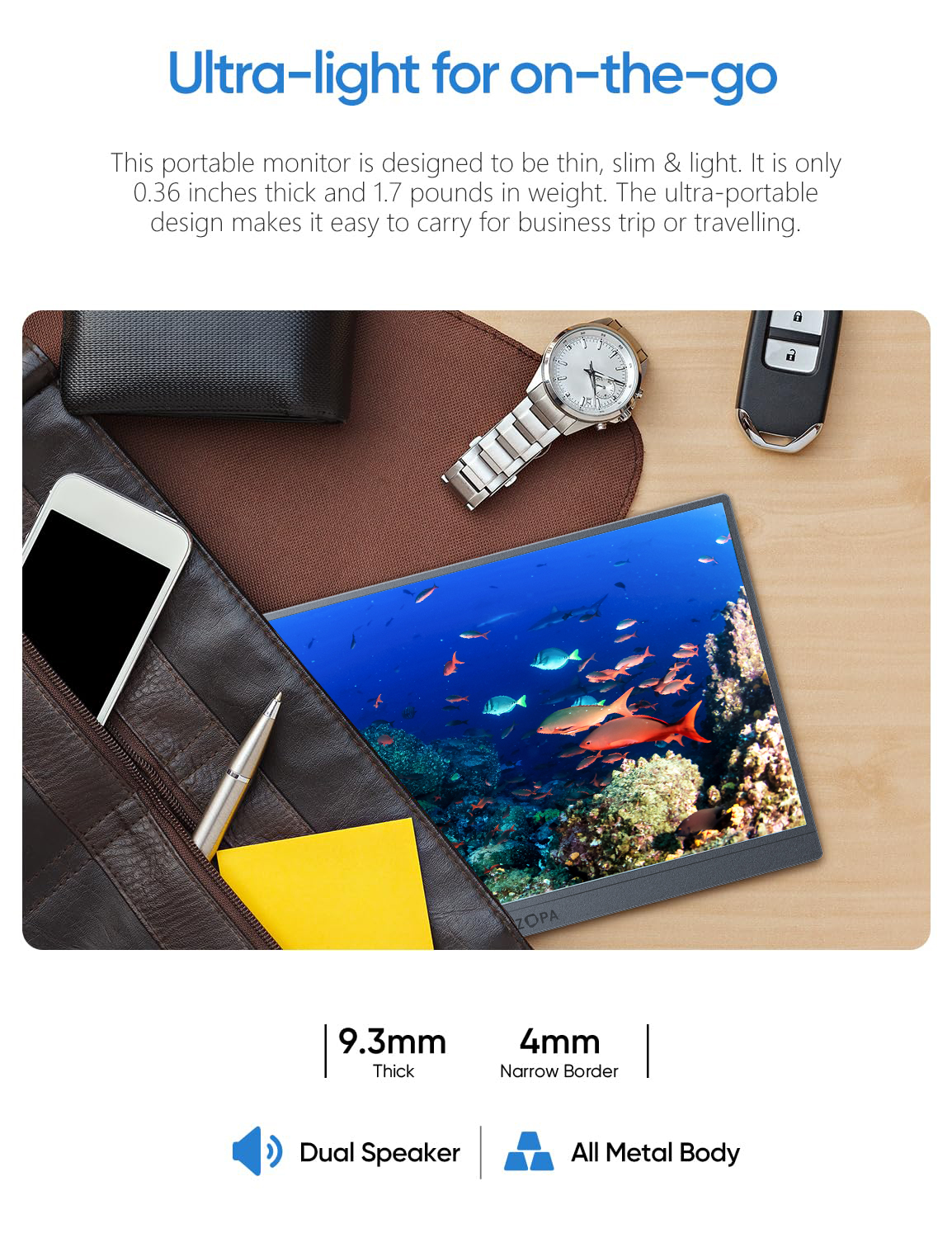 Arzopa Portable Monitor 144Hz 16.1" with Sleeve Bag - Image 2