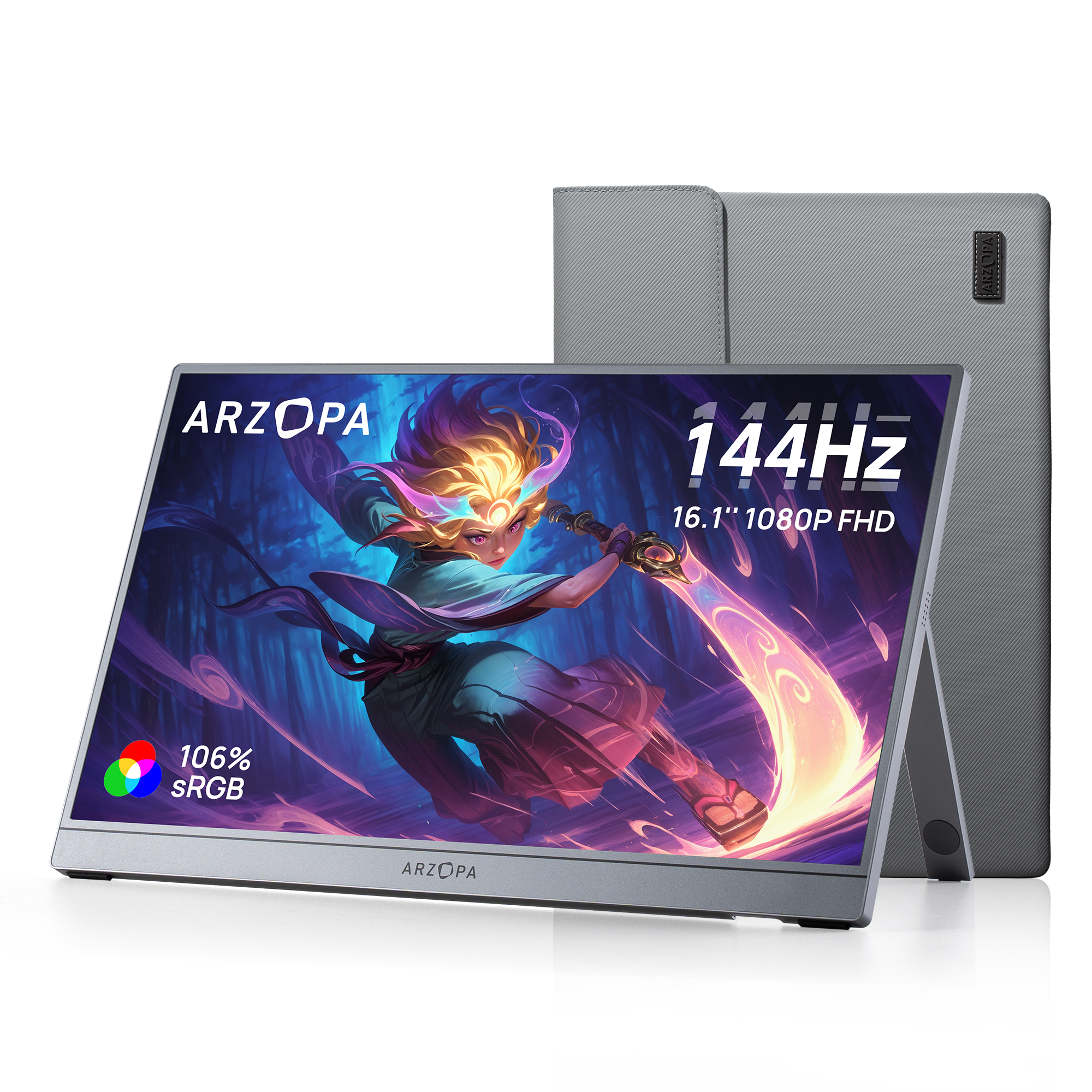 Arzopa Portable Monitor - 144Hz 16.1" with Sleeve Bag
