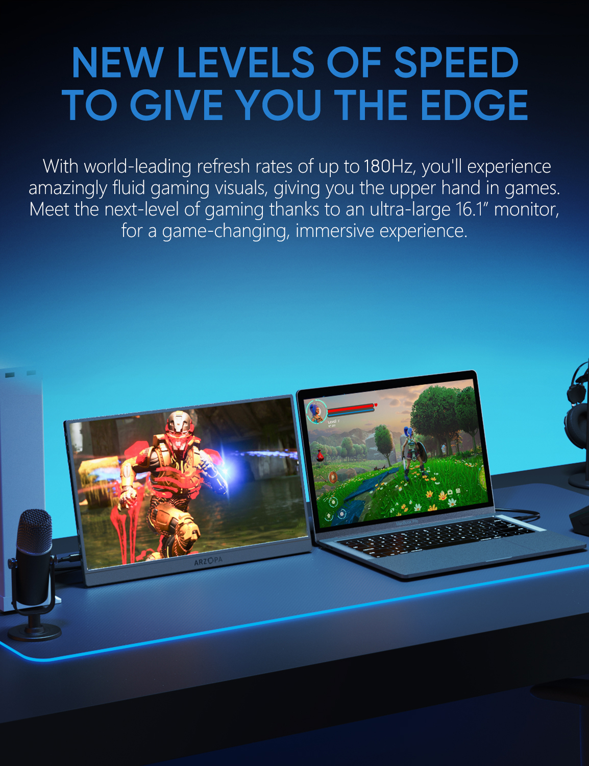 Arzopa 16.1" Portable Gaming Monitor Space Grey 2K QHD 180Hz Z3FC - Image 5