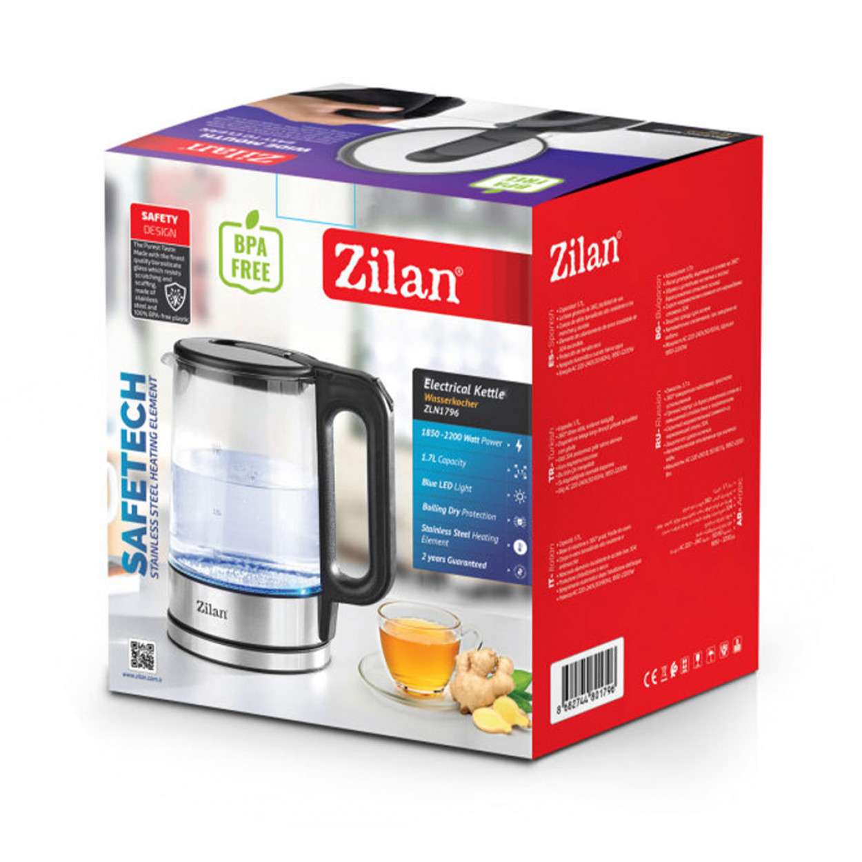 Electrical Glass Kettle 1.7L 1800W Zilan - Image 6