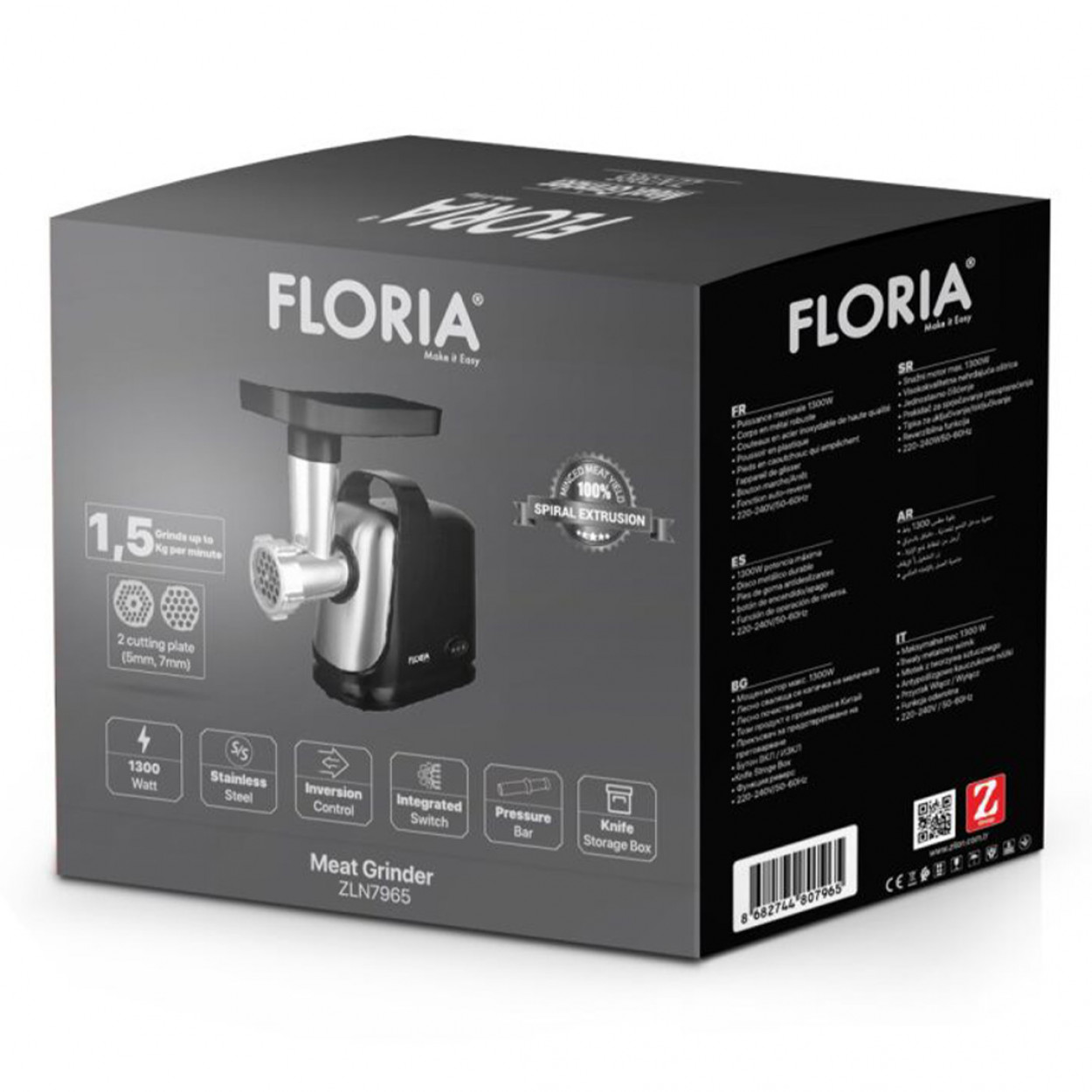 Meat Grinder Black 1300W Zilan - Image 4