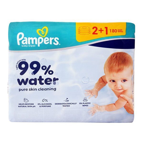 Pampers Μωρομάντηλα 3x60τεμ. (99% Water) (2+1)
