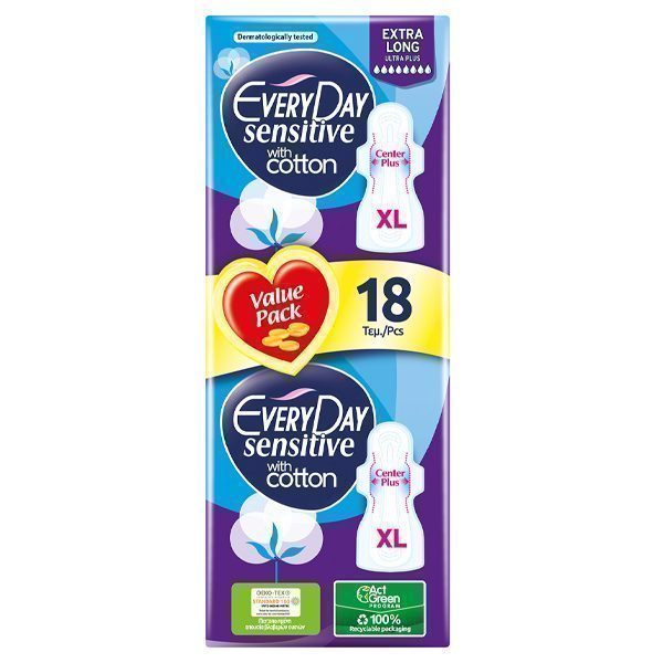 EVERYDAY Σερβιέτες Sensitive 18τεμ. Extra Long Ultra Plus