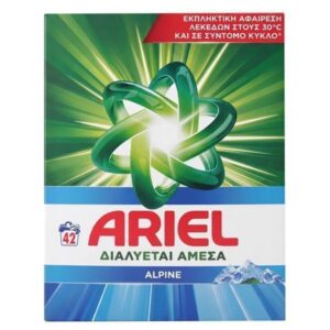 Ariel Σκόνη Πλυντηρίου Ρούχων 42μεζ. Alpine