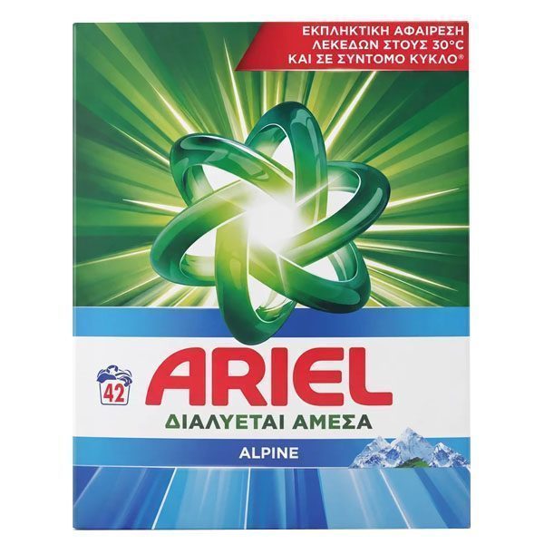 Ariel Σκόνη Πλυντηρίου Ρούχων 42μεζ. Alpine
