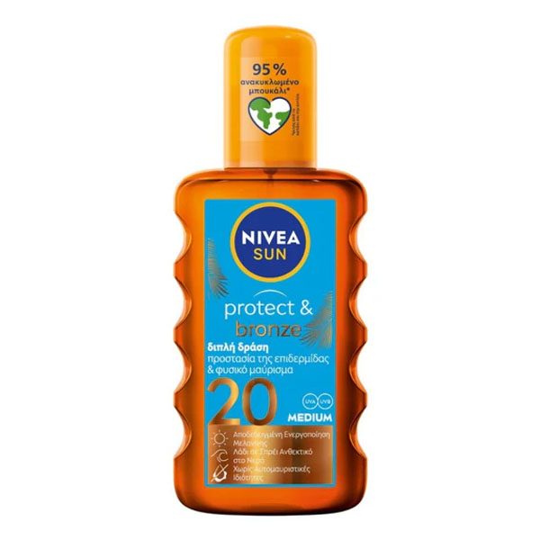 Nivea Sun Protect & Bronze Λάδι 200ml SPF20 Spray