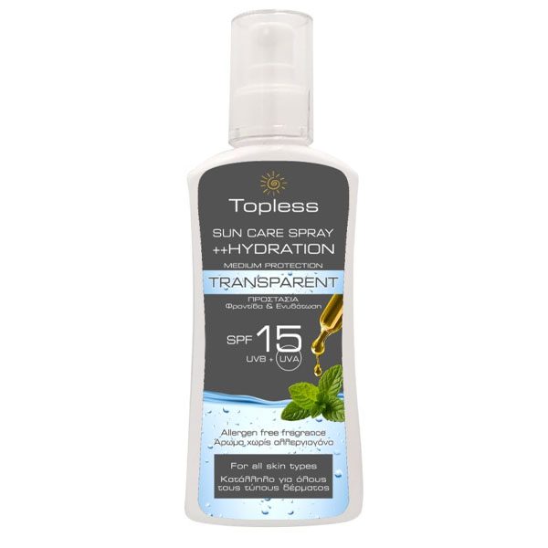 Topless Αντιηλιακή Λοσιόν 200ML Transparent SPF15 Spray