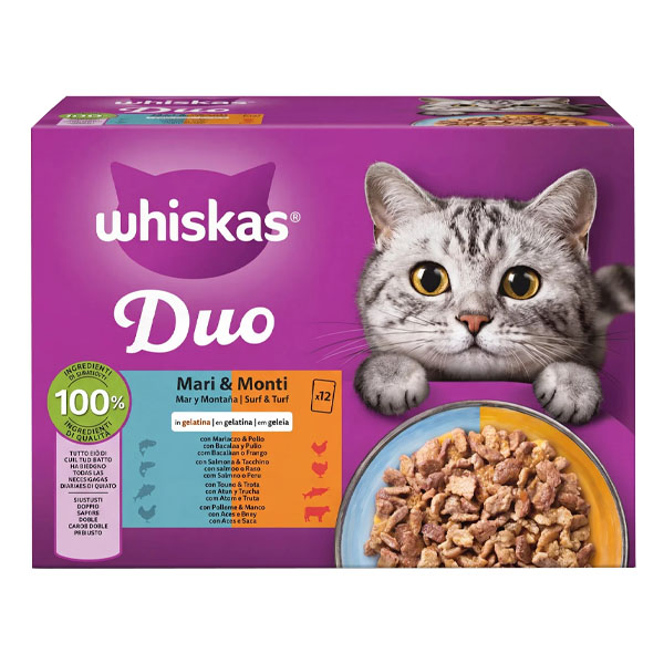 Whiskas Γατοτροφή 12x85gr. Duo - Στεριά & Θάλασσα