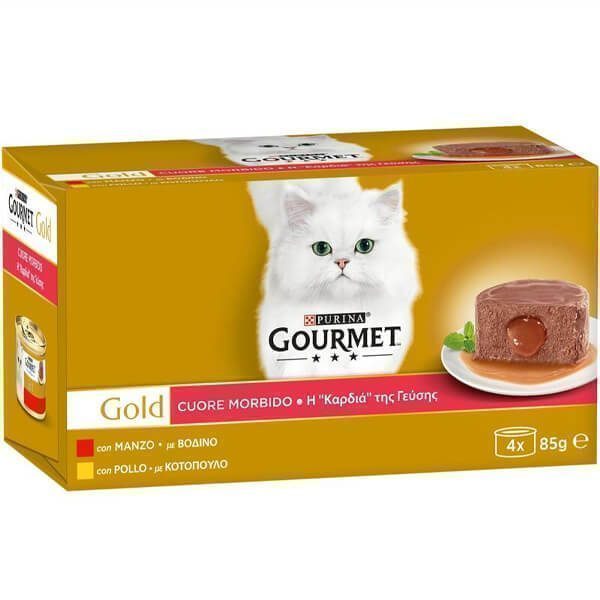 Gourmet Gold Γατοτροφή (4x85gr) Βοδινο-Κοτοπουλο Ταρτάρ