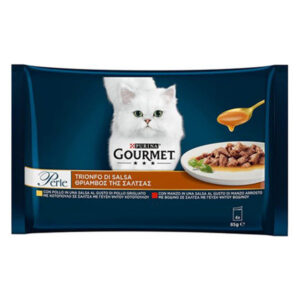 Gourmet Perle Γατοτροφη (4x85gr) - (μινι Φιλετακια Σε Σαλτσα - Κοτοπουλο & Βοδινο)