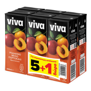 Viva 250ML - (5+1 Δωρο) (ροδακινο-Μηλο-Πορτοκαλι Φρουτοποτο)