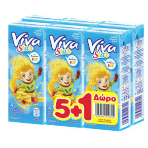 Viva 250ML - (5+1 Δωρο) (μηλο-Σταφυλι-Ροδακινο-Αχλαδι 100% Φυσικος Χυμος)