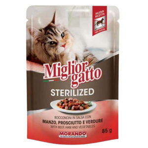 Miglior Γατοτροφη Μπουκιες Στειρωμενα 85GR - (βοδινο & Προσουτο & Λαχανικα Σε Σαλτσα)