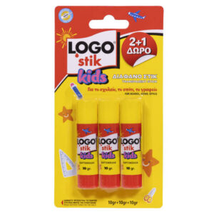 Logo Stik Kids Διάφανη Κόλλα Στικ 3x10gr (2+1 Δώρο)