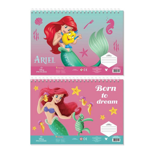 Μπλοκ Ζωγραφικης Με Αυτοκολλητα Princess Ariel 23x33 40φ Αυτοκολλητα (2 Σχεδια) (565864)