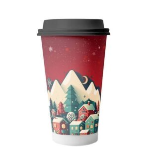 Ποτηρι Χαρτινο Christmas Κοκκινο (double Wall) (12οz-14oz) - (25τεμ.)