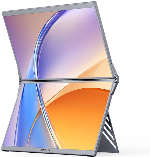 Arzopa E1 Φορητή Διπλή Οθόνη 15.6" Dual-Screen FHD IPS 1080P με Αναδιπλούμενη Βάση 360°