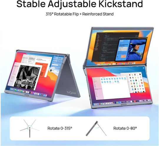 Arzopa E1 Φορητή Διπλή Οθόνη 15.6" Dual-Screen FHD IPS 1080P με Αναδιπλούμενη Βάση 360° - Image 2